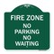 Signmission Fire Zone No Parking No Waiting, Green & White Aluminum Architectural Sign, 18" x 18", GW-1818-23970 A-DES-GW-1818-23970 - alternate 1